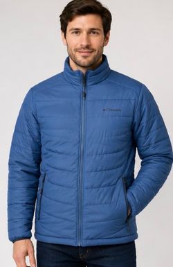 Columbia White Out II Men’s Small Omni-Heat Blue Insulated Puffer Jacket XM0476