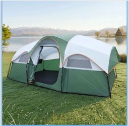 Camping Tent for 8 Person, 3 Room Family Tent with Rainfly 14 x 9 x 6 ft, PU3000MM Waterproof,Large Roomy Tents with Divided Curtain,Portable Outdoor 