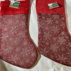 Two Red Snowflake Stockings