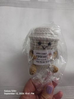 Crochet coffee cup Plush with Espresso Card