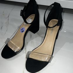 Black and Clear Chunky Heels
