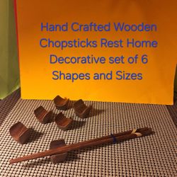 Hand Crafted Wooden Chopsticks Rest Holder Set Of 6 Concave Shapes-$10.00 A Set