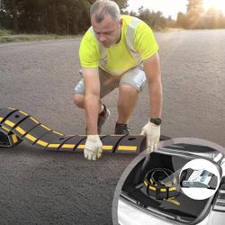 CXRCY Rubber Speed Bump, 6.4FT Portable Speed Bumps, Heavy Duty Speed Bump for Driveway Asphalt Vehicle Traffic Road Concrete Garage Gravel Roads with