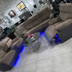 3pc Living Room Set With Power Recliners 🥳🥳🥳