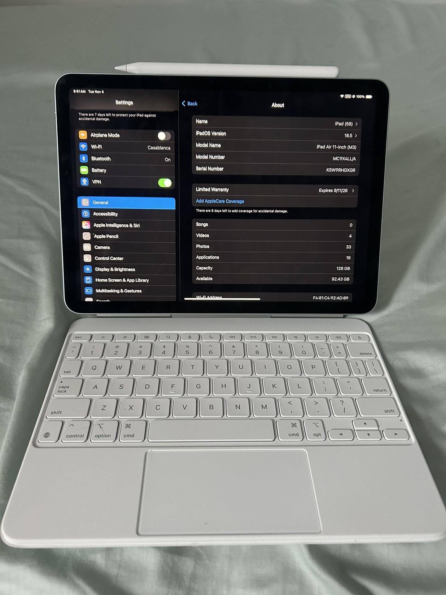 iPad Air 11” (M3, 2024) + Magic Keyboard + Apple Pencil