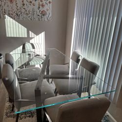 Glass Dining Table + 6 Chairs 