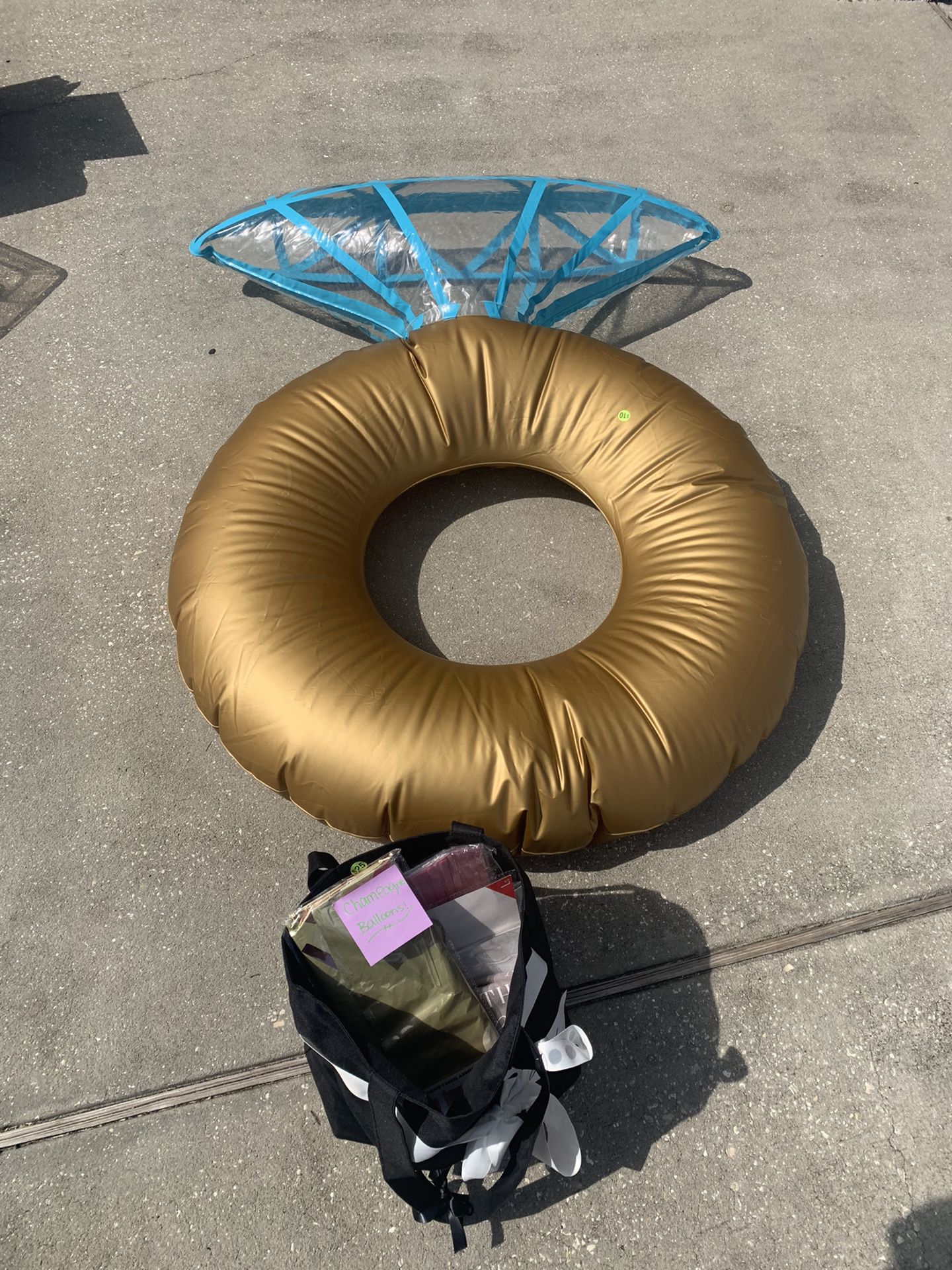 Engagement Ring Float And Bag Full Of Bachelorette / Bride Items
