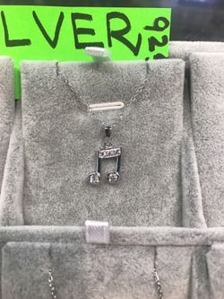 Sterling Silver Music Note Necklace with 18” Chain