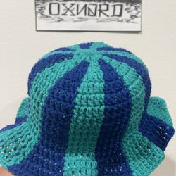 Blue Pin Stripe Bucket Hat 