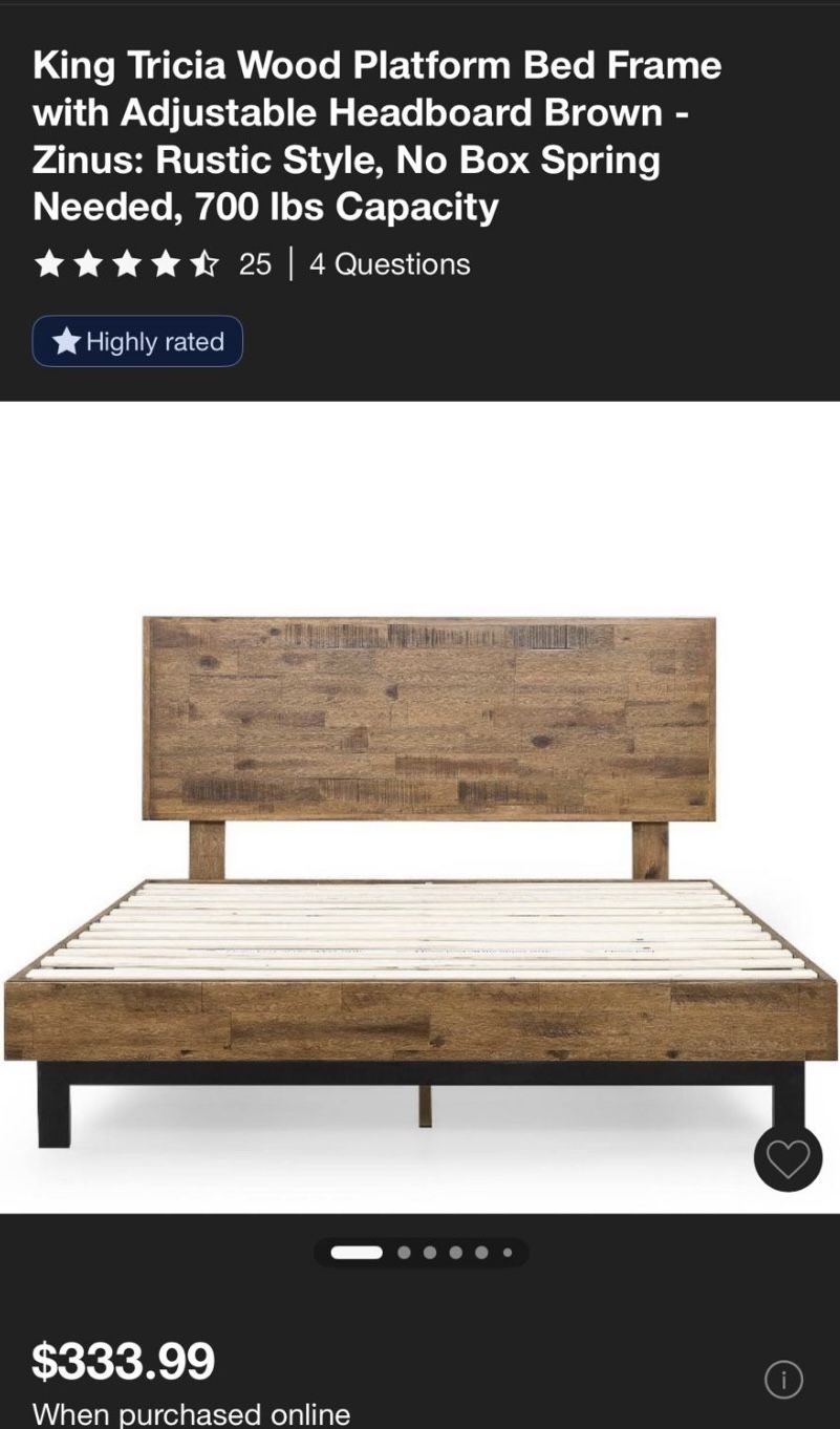 King Size Wooden Bed Frame With Mattress