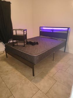 Queen platform led bed with mattress