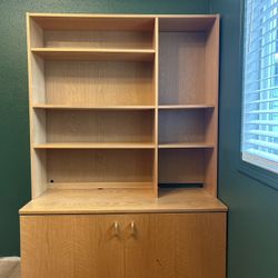 Wood Bookcase With Storage 