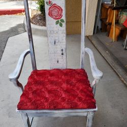 Large Armchair With Roses And French Script