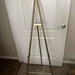 Beautiful Gold Easel with Adjustable Brackets - 53.5in H x 20.25in H 