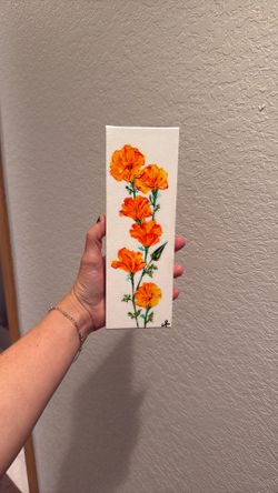 Orange Poppies/Flowers - Original Acrylic Painting On Wrapped Canvas   