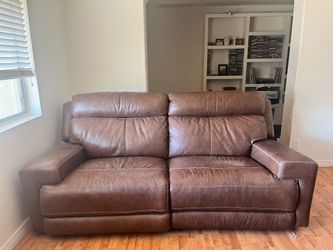 Double reclining leather sofa