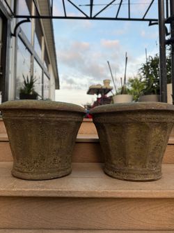 2  VINTAGE HEAVY DUTY CERAMIC PLANTERS/POTS/ CONTAINERS