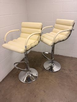 2 CREAM ZURI FURNITURE EGO BAR STOOLS