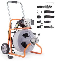 VEVOR RC-9001J 100FT x 1/2” Auto Feed Drain Cleaner New