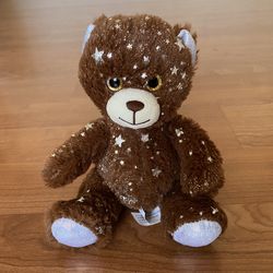 8” Brown Teddy Bear With Silver Stars,  New Condition Without Tags, Kids Plush Toy