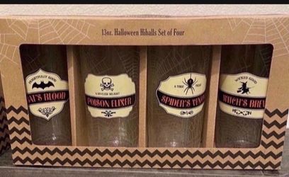 NEW In Box Halloween Highball Drinking Glass Set Of 4