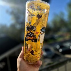 Wall e and eve snowglobe tumbler Starbucks style 24oz acrylic lava lamp drip