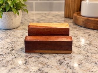 Handcrafted Wood Business Card & Phone Holder