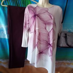 2 Piece Classy Casual Set: Chico's Top (sz.1) Canyon River Blues Skinny Jeans (sz.L)