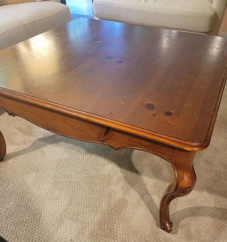 Square Wood Coffee Table In Rich Wood Tone