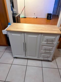 Rolling Kitchen Island / Bar Cart with Butcher Block Top