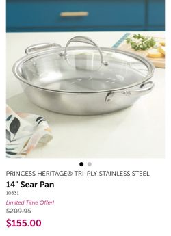 PRINCESS HERITAGE® TRI-PLY STAINLESS STEEL 14" Sear Pan
