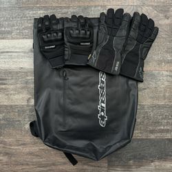 Alpinestars Motorcycle Gloves And Backpack Bundle