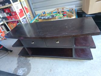 Hammary TV Stand Entertainment Console 56 in Dark Wood 2 Drawers Media Storage