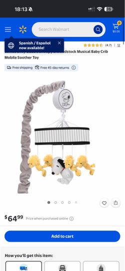 NEW Lambs & Ivy Snoopy & Woodstock Musical Baby Crib Mobile