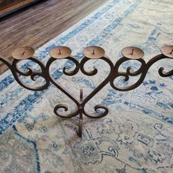 Huge Solid Cast Iron? Candle Holder 