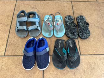 Lot of 6 Pairs of Sandals Flip Flops Water Shoes Toddler Size 10 & 11