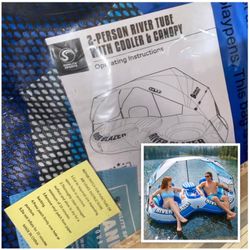 NEW 2-Person River Tube with Canopy & Built-In Cooler (Out of Box)
