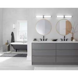 Kichler Indeco 27” LED Bathroom Vanity Light – Polished Nickel (Modern) 