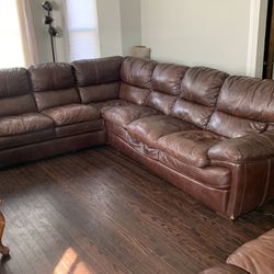 REAL LEATHER sectional With Sofa