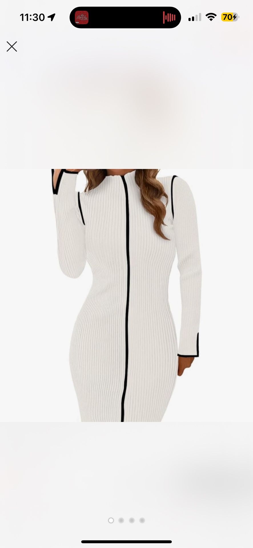 BRIB White and black long sleeve ribbed dress