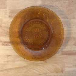 Vintage Tiara Amber Glass 10 Inch Plates (There Are 8 Plates)