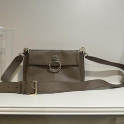 Authentic Vince Camuto Gally Pebbled Leather Crossbody Bag – Taupe 