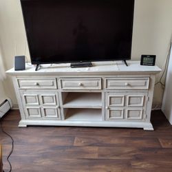 White Wood Cabinet With Weathered Effect