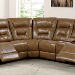 Brand New Brown Leather Reclining Sectional Sofa