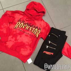 rockstar hoodie + jeans