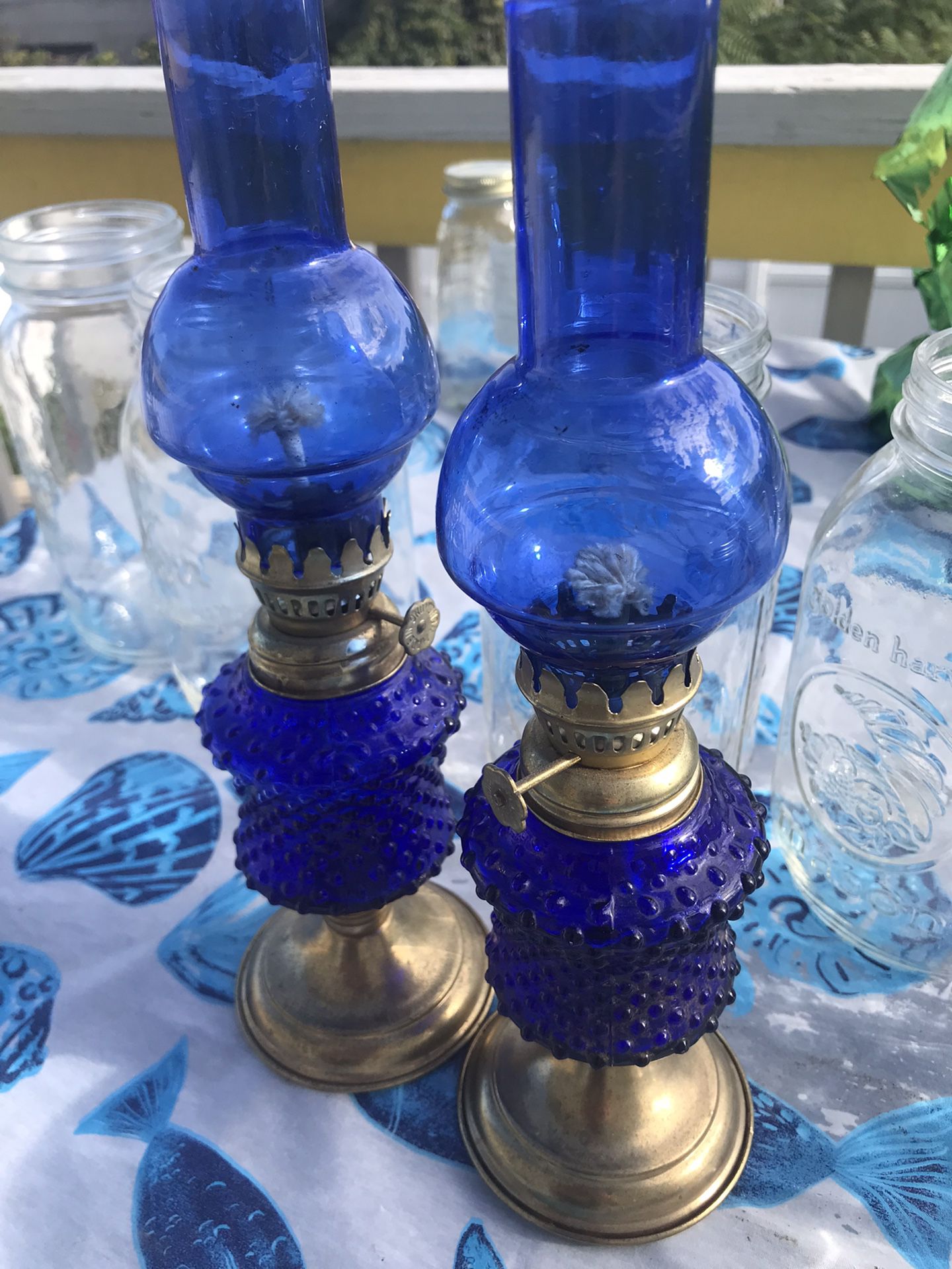 Vintage Cobalt Blue Oil Lamps