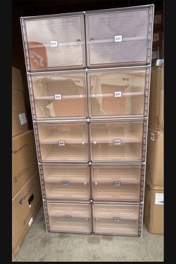 Portable Shoe Storage Cabinet for Closet Entryway, Foldable Shoe Rack Organizer with Magnetic Clear