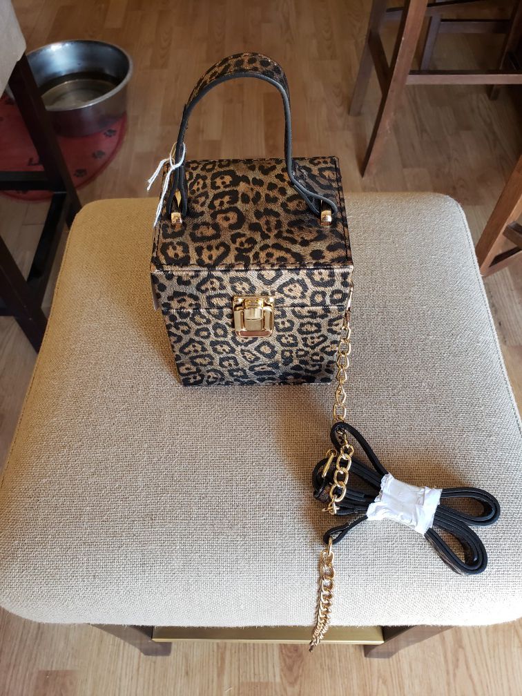 Leopard print box purse