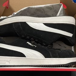 iconic black low steel toe work pumas