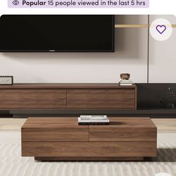 Roanoke Living room coffee table (with storage function), modern living room furniture, Brown